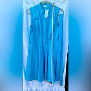 New York & Company SL Button Down Fall Ocean Blue Dress; NWT; M